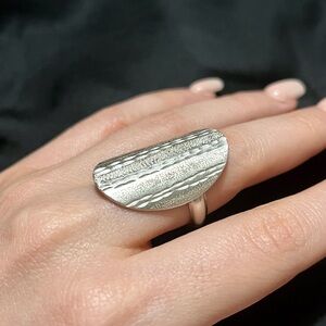 New Silver 925 Textured Statement Ring